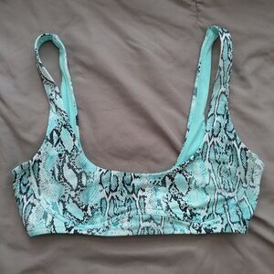 Tori Praver snakeskin blue bikini top